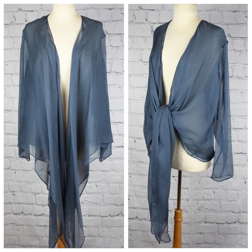 Eileen Fisher Silk Open Front Waterfall Cardigan